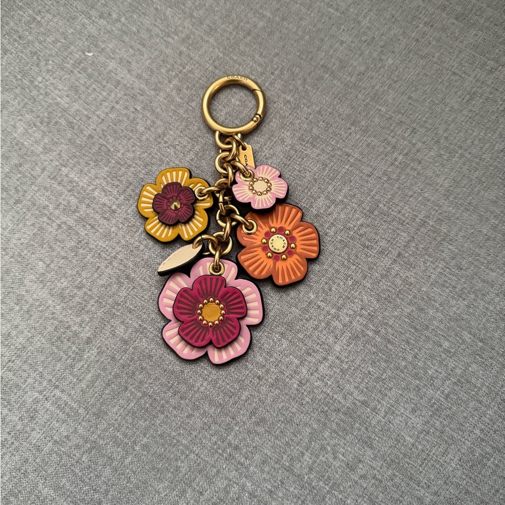 Floral Charm Keychain Coach